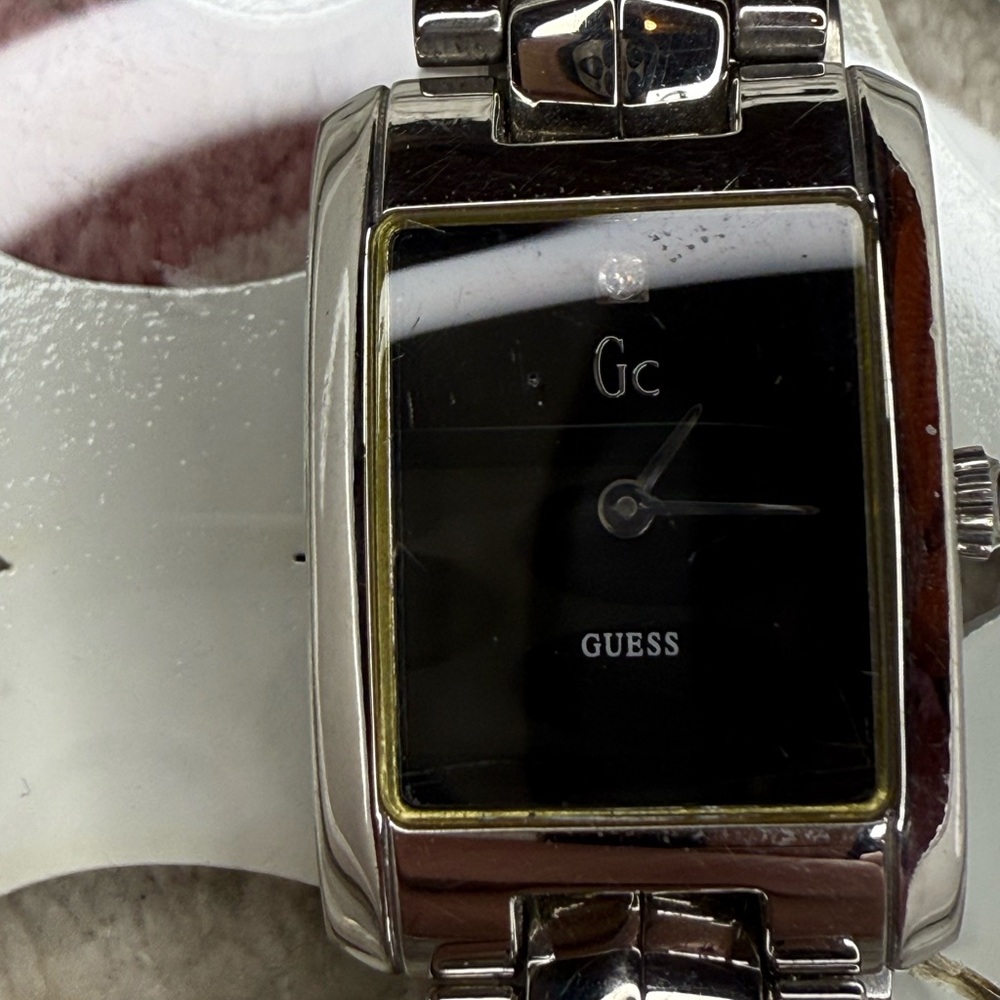 Guess Silver Watch With Black Rectangular Face - image 3